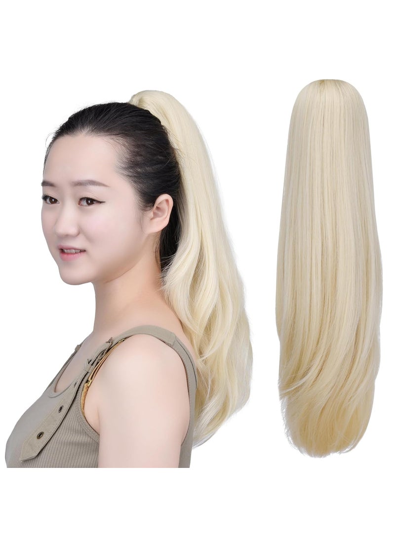 SYXLCYGG - SYXLCYGG Clip in Ponytail Clip Claw Blonde Ponytails Extension Straight 18" 4.3 OZ Synthetic Like Real Hair Fake Hair piece Yaki Easy To Use Fluffy Yaki - Image 1