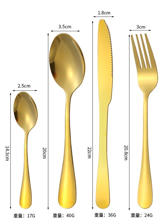 24-Piece Stainless Steel Cutlery Set for 6 People (6 Knives, 6 Forks, 6 Spoons, 6 Teaspoons) - Corrosion-Resistant, Ergonomic Handles, Dishwasher Safe - Image 2
