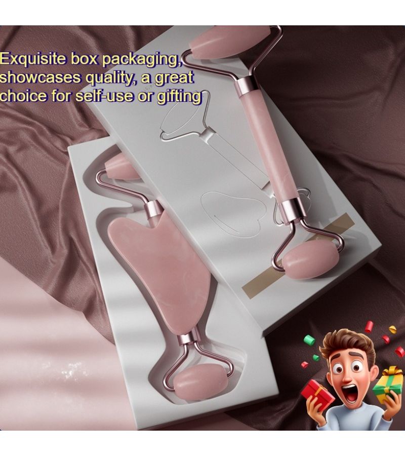 بينك مجموعة تدليك الوجه للاستخدام المنزلي أو التجاري مع مكشطة وroller كرة العين من الراتينج - Image 4