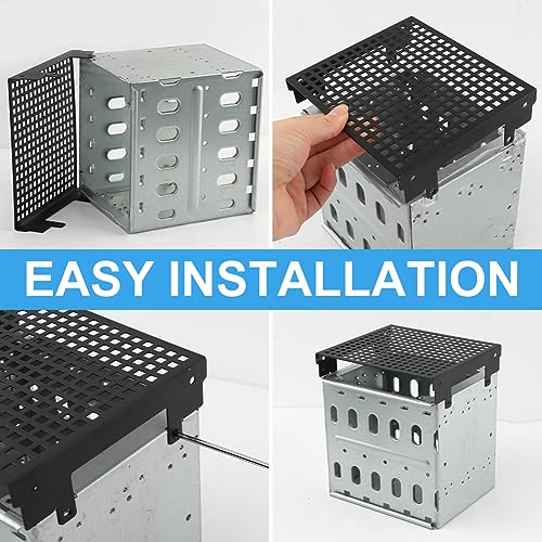 LVOERTUIG Hard Drive Cage, Stainless Steel Hard Drive Rack with Cooling Fan, 5.25" to 5X3.5 Rack for Computer, Hard Drive Cage Adapter Rack Bracket(Silver) - Image 3