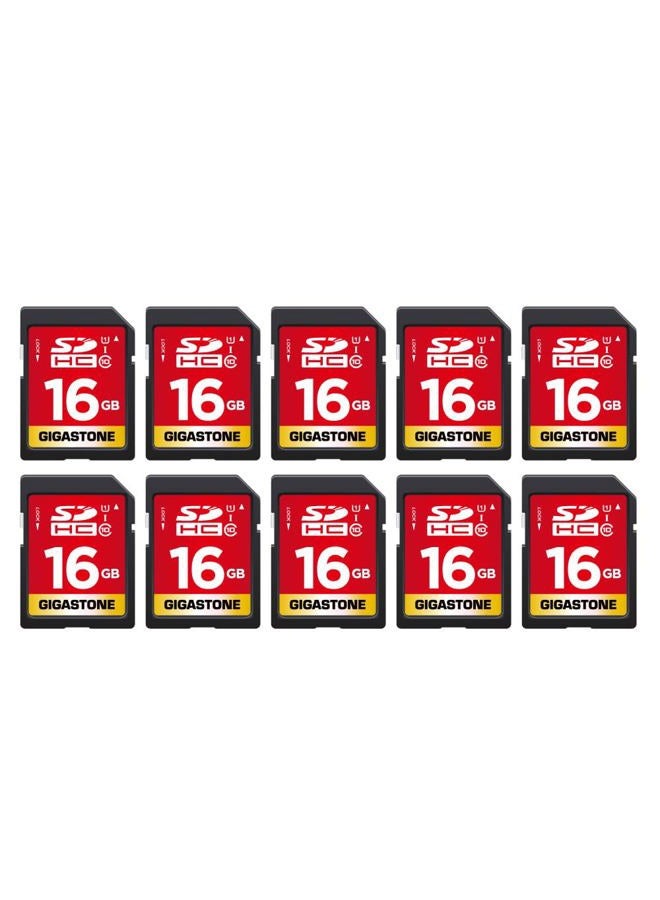 Gigastone GIGASTONE 16GB 10-Pack SD Card UHS-I U1 Class 10 SDHC Memory Card High Speed Full HD Video Compatible with Canon Nikon Sony Digital Camera, SPYPOINT TACTACAM WOSPORTS Trail Camera, with 10 Mini Cases  - Image 1
