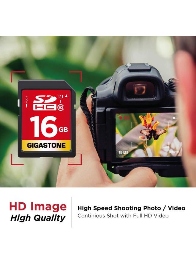 Gigastone GIGASTONE 16GB 10-Pack SD Card UHS-I U1 Class 10 SDHC Memory Card High Speed Full HD Video Compatible with Canon Nikon Sony Digital Camera, SPYPOINT TACTACAM WOSPORTS Trail Camera, with 10 Mini Cases  - Image 4