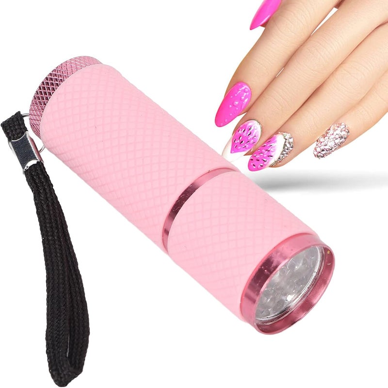 ZJchao Professional Rhinestone Flashlight Nail Lamp, 9 LED Crystal Fixation Tool Aluminum Body Quick-Cure Light for Gem Nails & Salon Manicures - Image 1