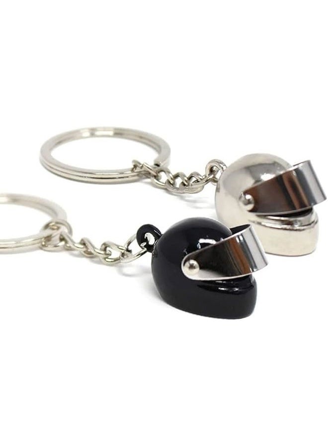 DreamAug 2-Pack Motorcycle Helmet Keychains – 3D Mini Helmet Keyring Set, Black & Silver, Cool Gifts for Bikers, Car Lovers, Birthday & Holiday Gift Ideas, Black, L - Image 1