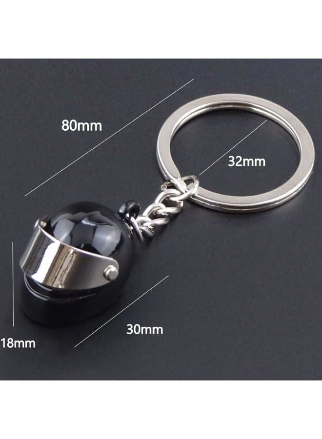 DreamAug 2-Pack Motorcycle Helmet Keychains – 3D Mini Helmet Keyring Set, Black & Silver, Cool Gifts for Bikers, Car Lovers, Birthday & Holiday Gift Ideas, Black, L - Image 3