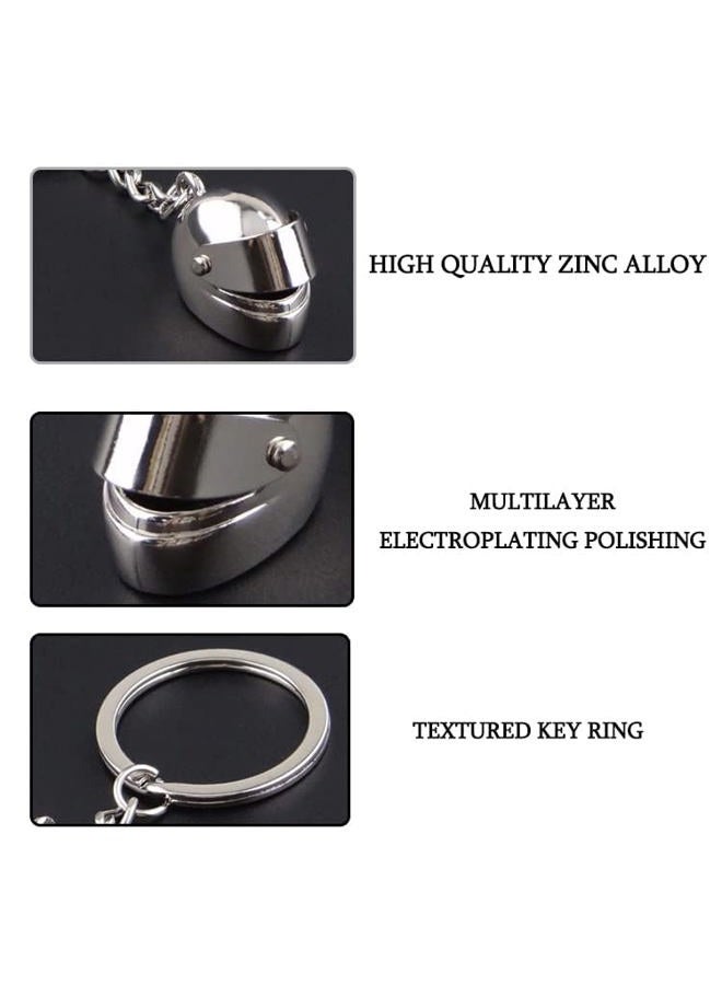 DreamAug 2-Pack Motorcycle Helmet Keychains – 3D Mini Helmet Keyring Set, Black & Silver, Cool Gifts for Bikers, Car Lovers, Birthday & Holiday Gift Ideas, Black, L - Image 2
