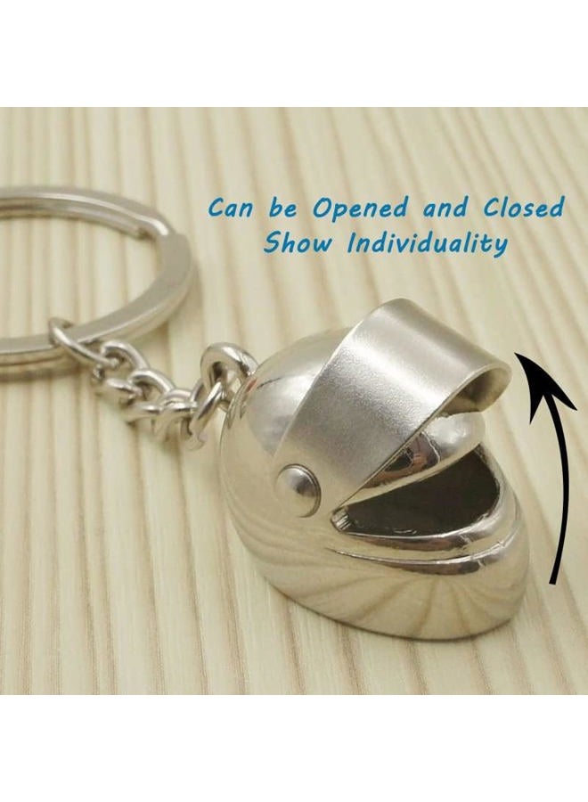 DreamAug 2-Pack Motorcycle Helmet Keychains – 3D Mini Helmet Keyring Set, Black & Silver, Cool Gifts for Bikers, Car Lovers, Birthday & Holiday Gift Ideas, Black, L - Image 4