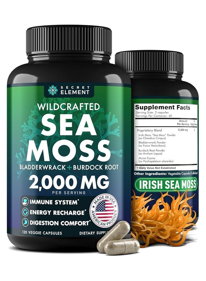 SECRET ELEMENT Organic Sea Moss 2000mg 120 Capsules