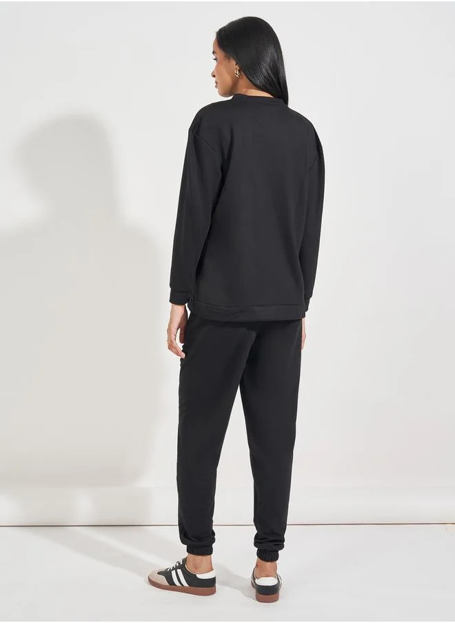 Styli Regular Fit Sweatshirt & Cuffed Joggers Co-Ords