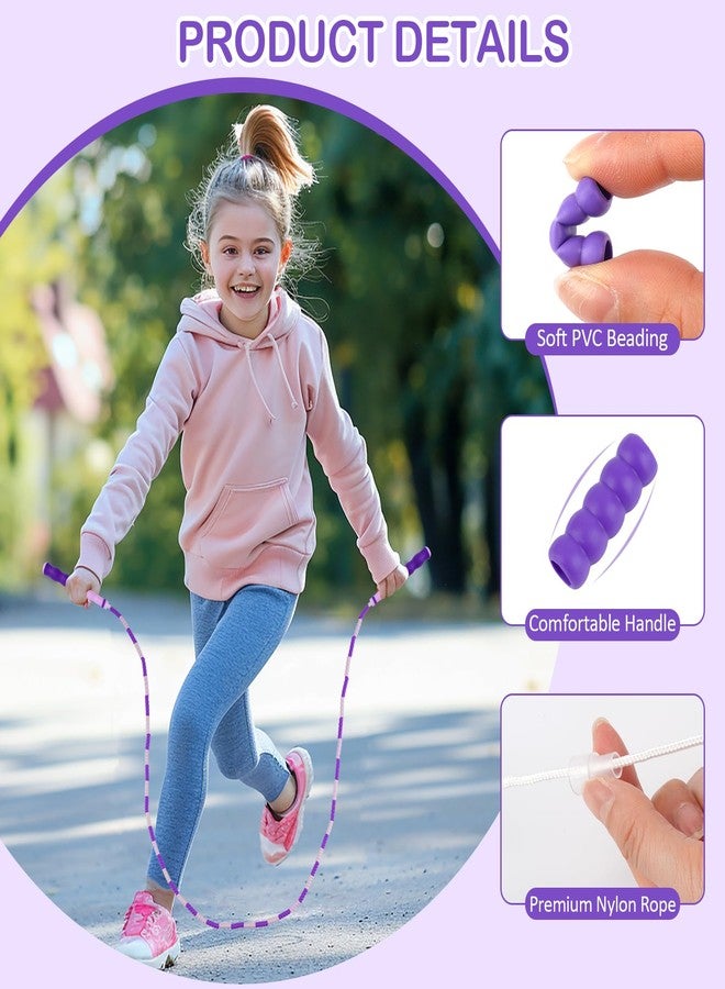 PEASUG Jump Rope for Kid, Adjustable Jumping Rope, Tangle Free Jump Rope Age 8-12, Jump Ropes 4 5 6 7 8 10 12, Segmented Soft Beaded Skipping Rope for Women Fitness (Pink + Purple) - Image 3