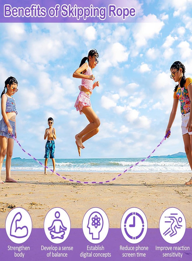 PEASUG Jump Rope for Kid, Adjustable Jumping Rope, Tangle Free Jump Rope Age 8-12, Jump Ropes 4 5 6 7 8 10 12, Segmented Soft Beaded Skipping Rope for Women Fitness (Pink + Purple) - Image 4