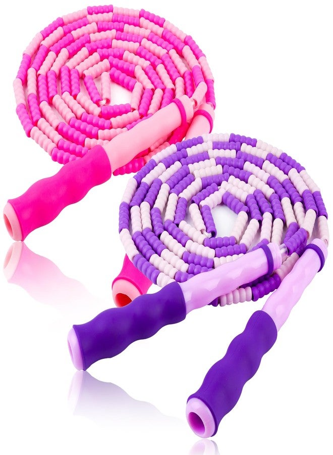 PEASUG Jump Rope for Kid, Adjustable Jumping Rope, Tangle Free Jump Rope Age 8-12, Jump Ropes 4 5 6 7 8 10 12, Segmented Soft Beaded Skipping Rope for Women Fitness (Pink + Purple) - Image 1