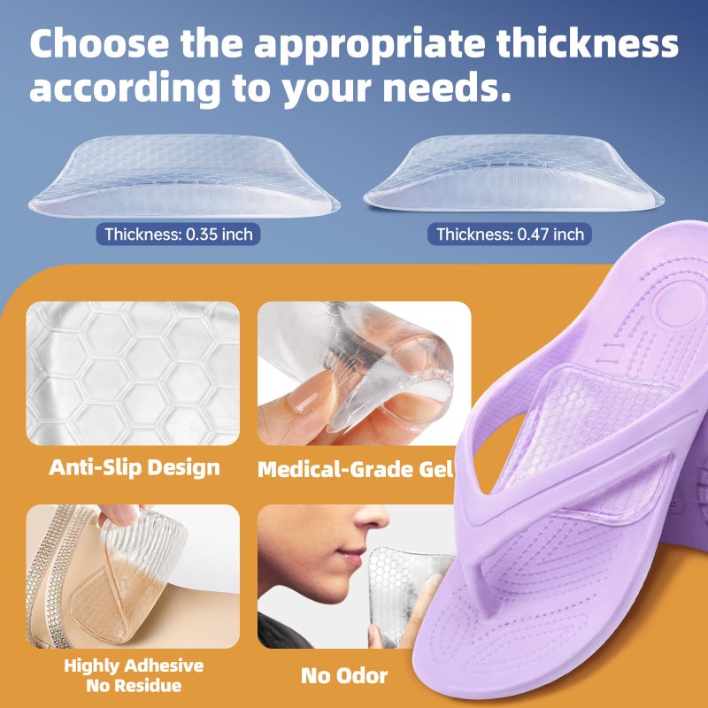 ZAIWOO Arch Support Inserts Women for Flat Feet, Gel Arch Inserts for Plantar Fasciitis Relief, Non-Slip Arch Support Pads, Two-Option of Different Heights - Image 3