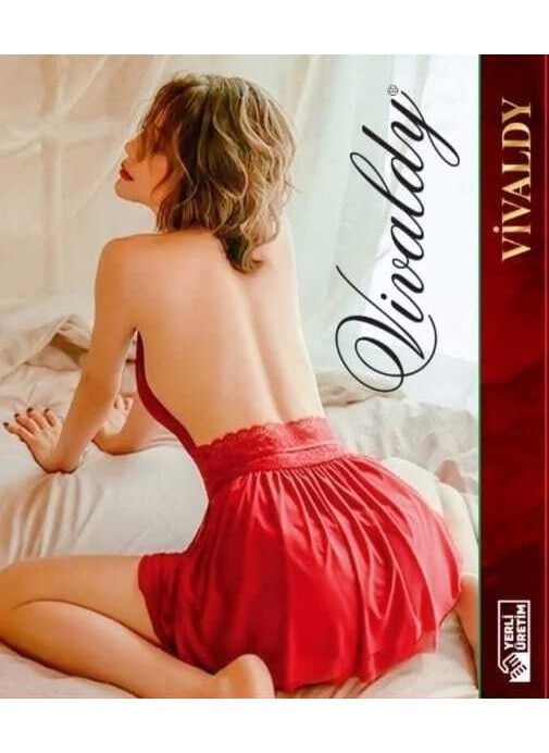 Vivaldy - Halter Neck Red Nightgown 6015 - Image 1