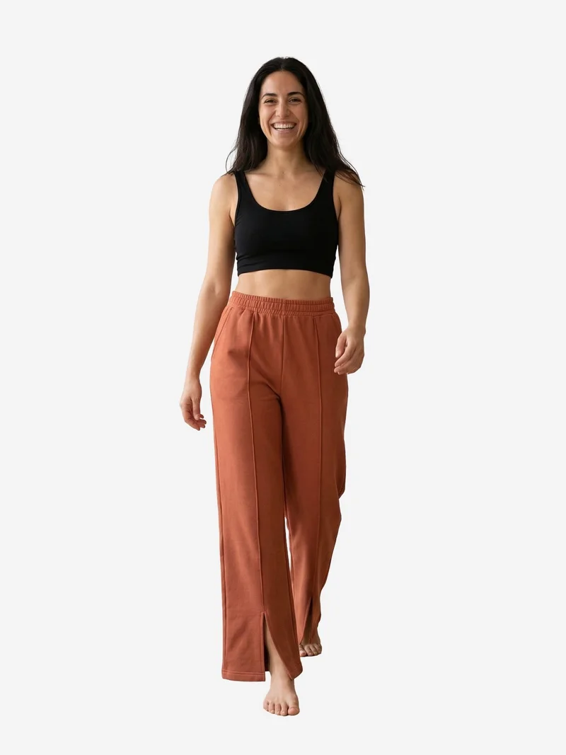 ماي فاشن MY FASHION High-Waist Wide-Leg Knit Joggers