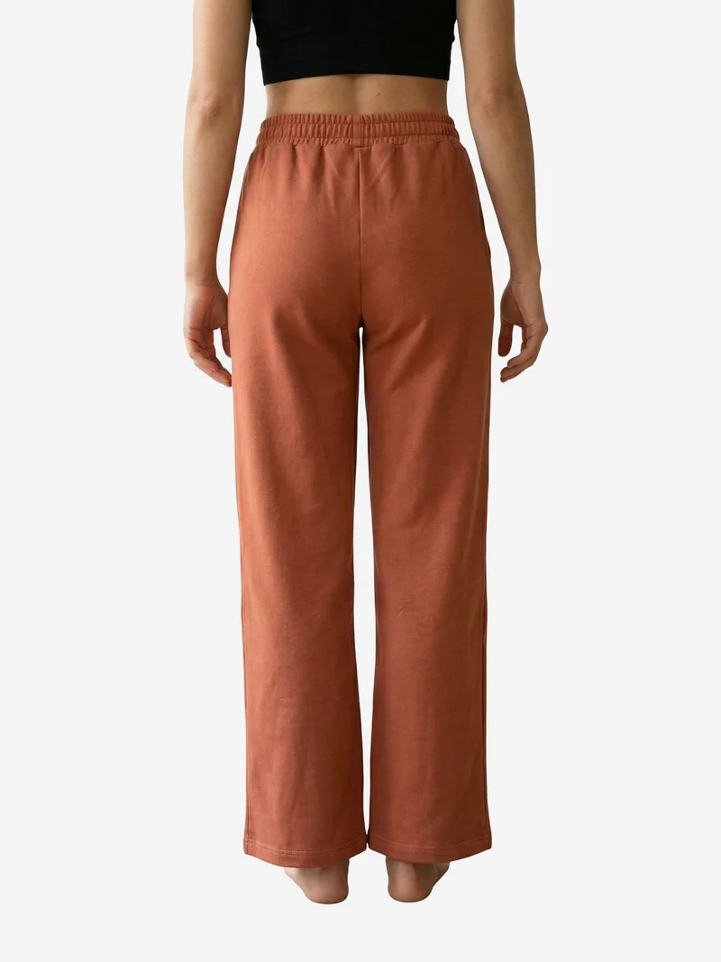 My Fashion Brick Red MY FASHION High-Waist Wide-Leg Knit Joggers for Women | Best Price UAE