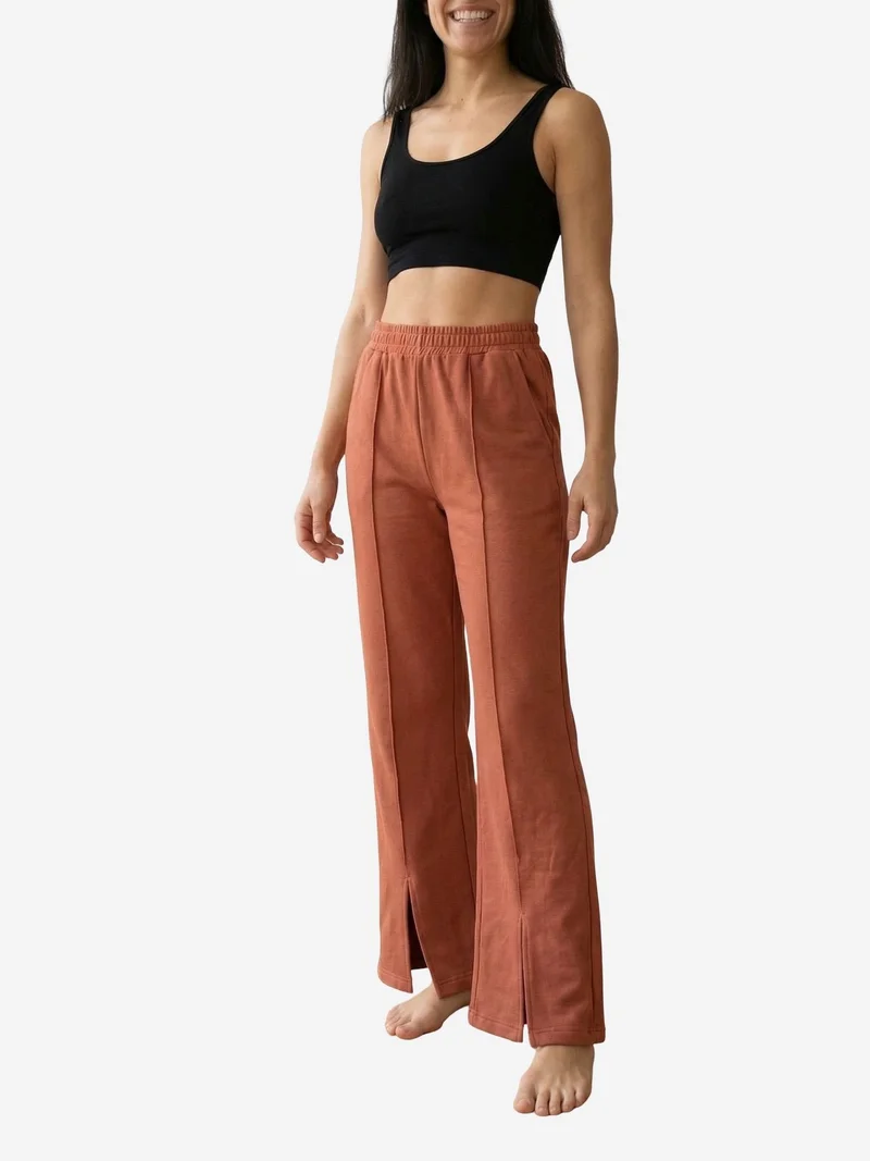 ماي فاشن MY FASHION High-Waist Wide-Leg Knit Joggers