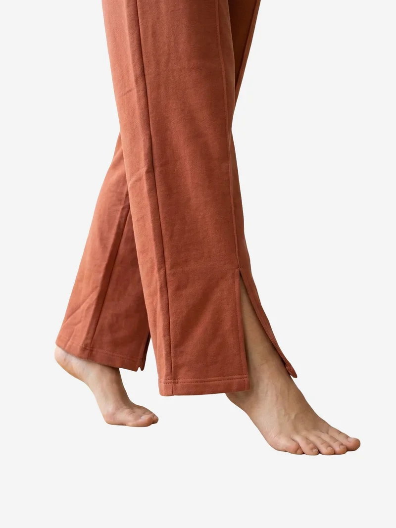 My Fashion Brick Red MY FASHION High-Waist Wide-Leg Knit Joggers for Women | Best Price UAE