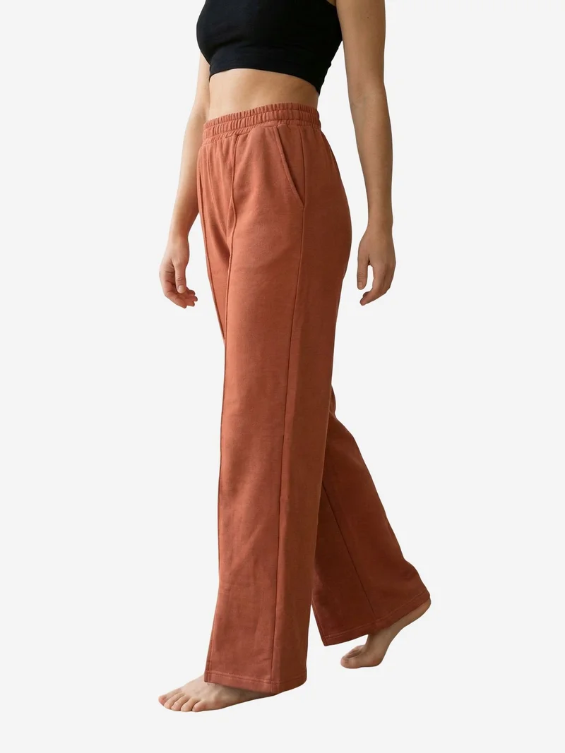 My Fashion Brick Red MY FASHION High-Waist Wide-Leg Knit Joggers for Women | Best Price UAE