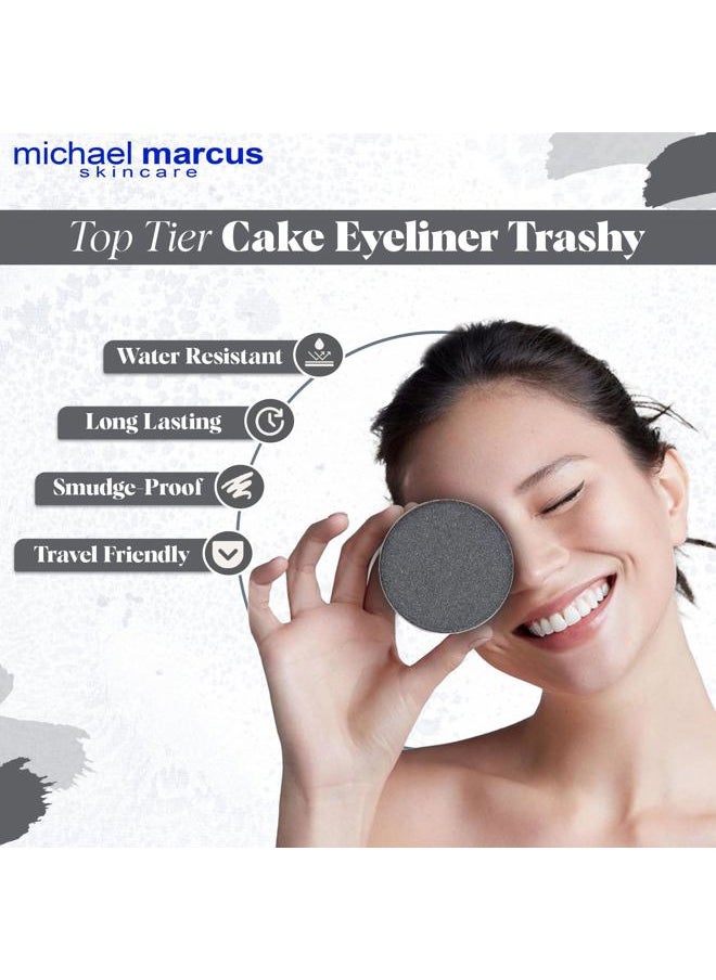 Michael Marcus Makeup Cake Eye Liner & Eyeliner Brush (Fantasia) - Water Activated Dry Pressed, Long-Lasting & Smudge Resistant Eyeliner - Cruelty & Paraben Free - For Beginner & Pro Makeup Artist  - Image 2