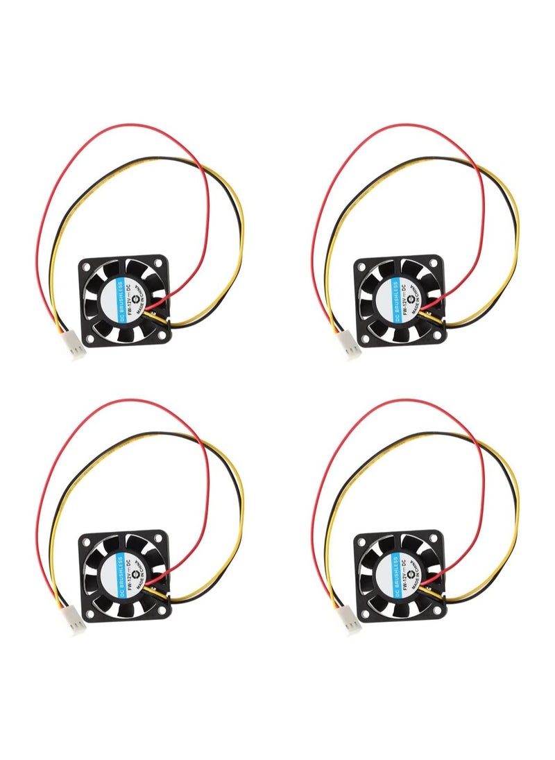 Generic 4pcs DC 12V 4010 Fan 3Pin Mini Cooling Fan 40x40x10mm for 3D Printer  - Image 1