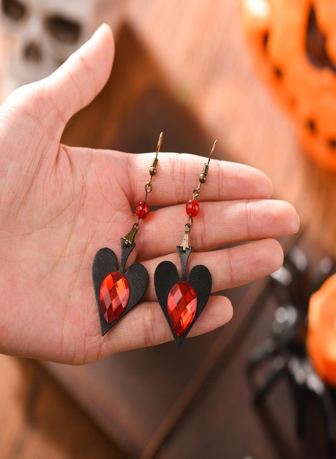 RareLove Vintage Lolita Red Rhinestone Heart Dangle Earrings - Image 5