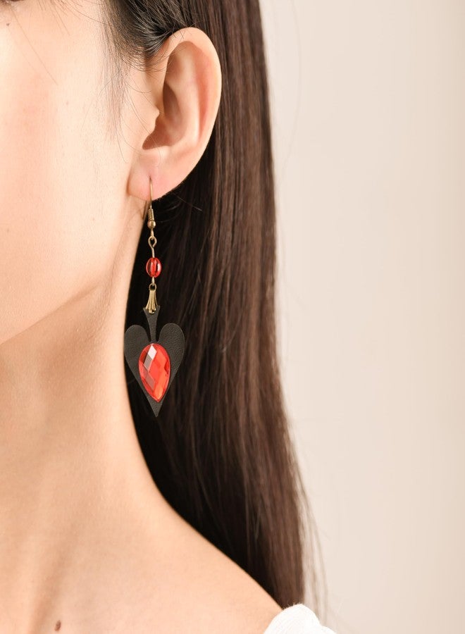 RareLove Vintage Lolita Red Rhinestone Heart Dangle Earrings - Image 3