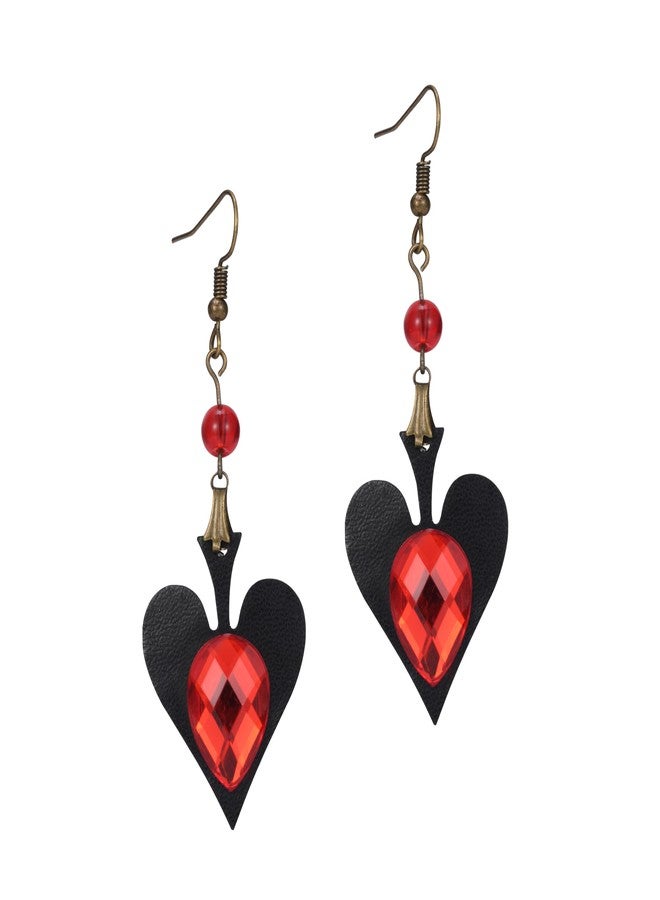 RareLove Vintage Lolita Red Rhinestone Heart Dangle Earrings - Image 1