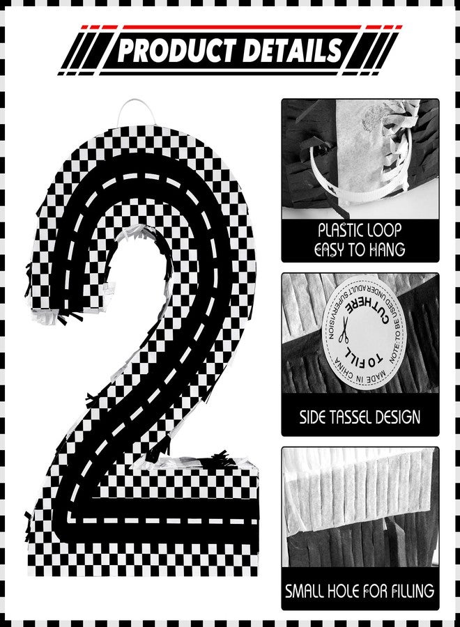 Lcoor Racing Cars Birthday Decorations, Racing Cars Number 2 Pinata with Stick Blindfold and Confetti Racing Cars 2nd Birthday Party Decoration & Supplies (Racing Cars 2) - Image 3