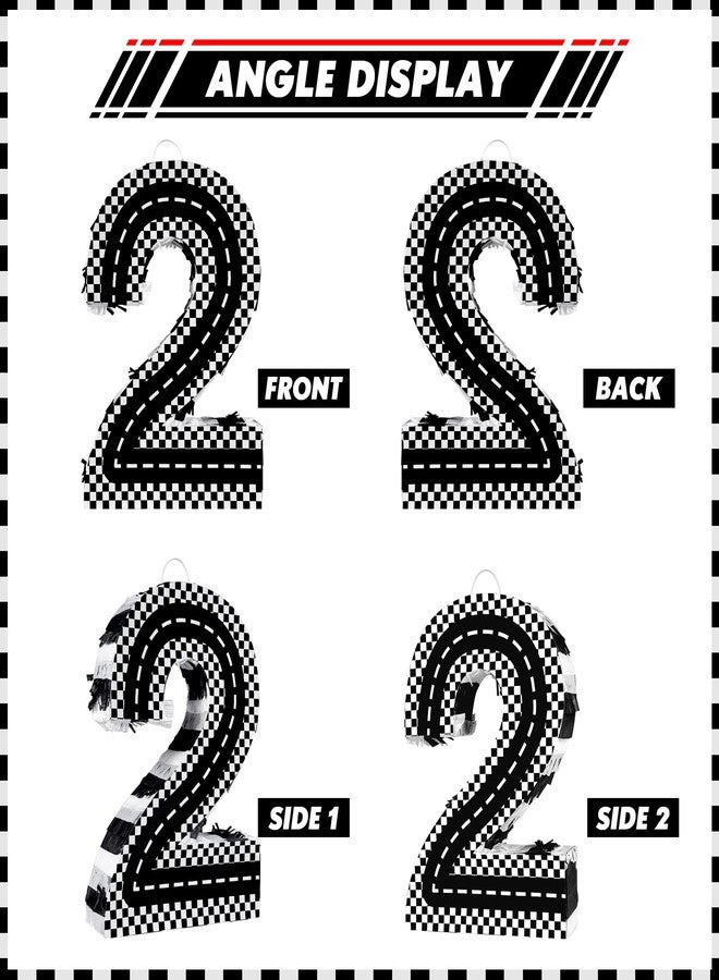 Lcoor Racing Cars Birthday Decorations, Racing Cars Number 2 Pinata with Stick Blindfold and Confetti Racing Cars 2nd Birthday Party Decoration & Supplies (Racing Cars 2) - Image 4