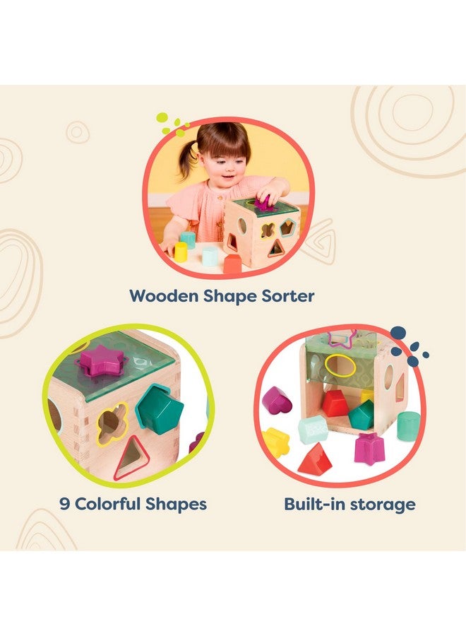 B. Toys Wonder Cube Developmental Toy Wooden Shape Sorter 9 Colorful Shapes Educational Toy For Toddlers Kids 18 Months + - Image 5