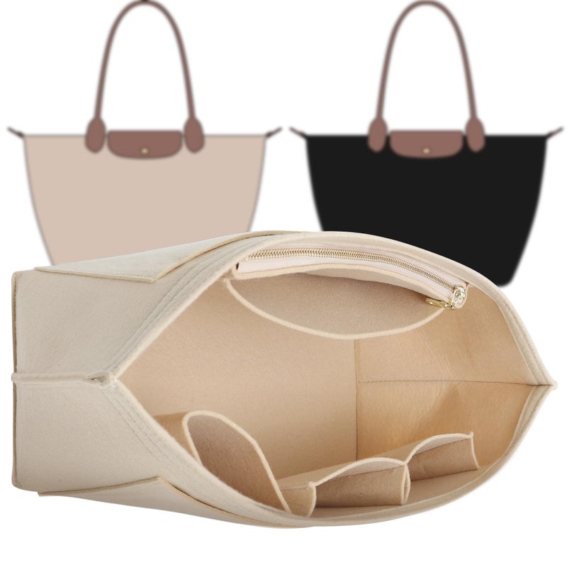 Doxo Longchamp Purse Organizer Insert Large Compatible with Le Pliage L Handbags Tote(Large,Beige) - Image 1