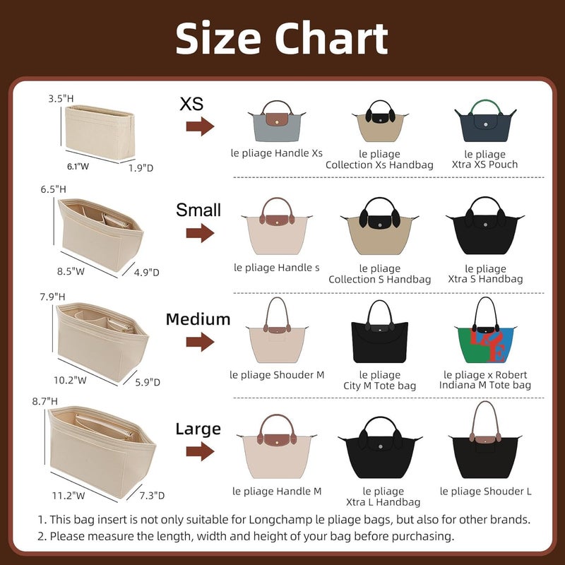 Doxo Longchamp Purse Organizer Insert Large Compatible with Le Pliage L Handbags Tote(Large,Beige) - Image 2