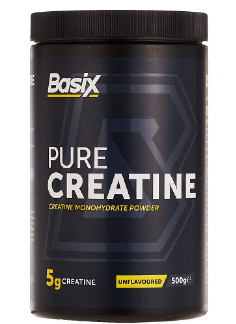 Basix BASIX |PURE CREATINE | CREATINE MONOHYDRATE POWDER |UNFLAVOURED |500G  - Image 1