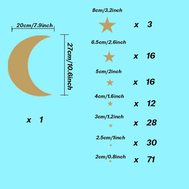 thovorrnl Moon and Stars Wall Decal Vinyl Sticker, Removable Children Kids Art DIY Sticker Mural for Boy Girls Baby Room Decoration Good Night Nursery Wall Decor Home House Bedroom Design (Golden) - Image 5