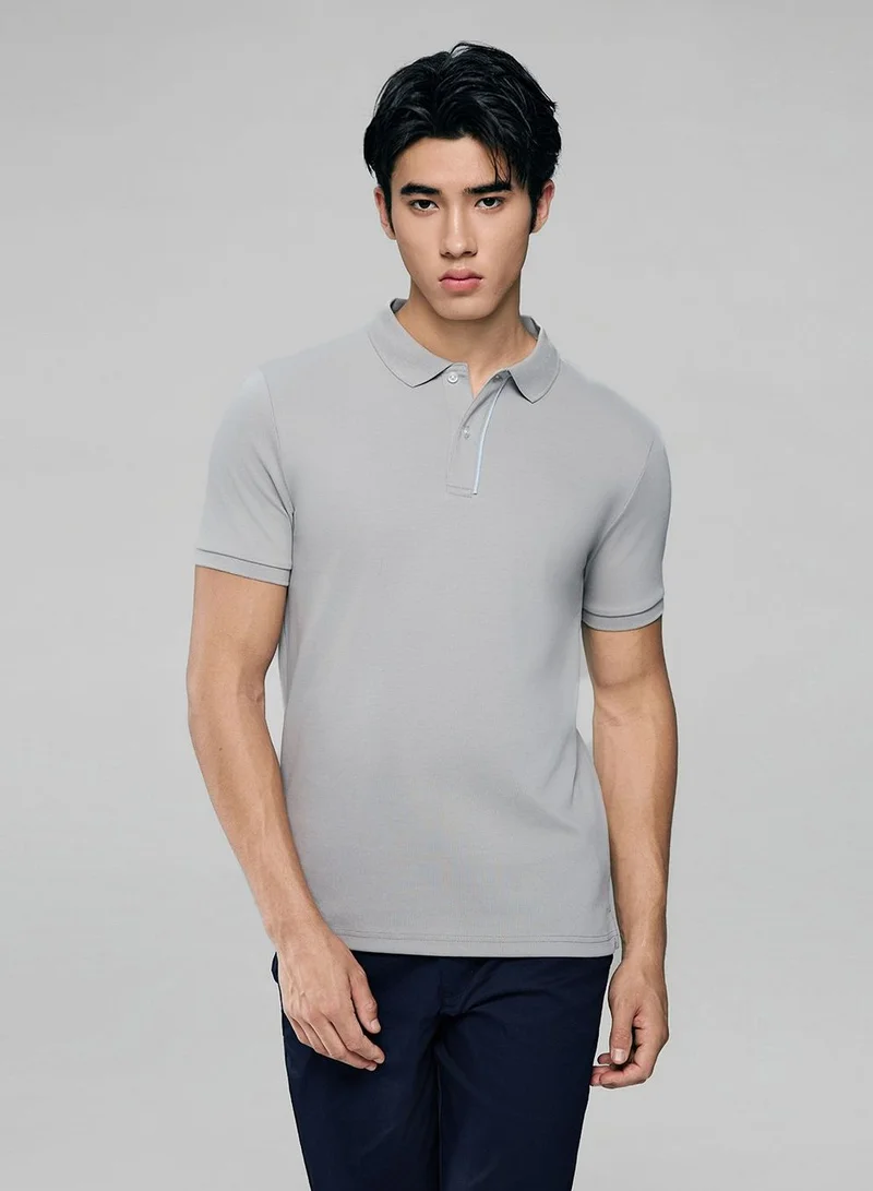 Men Slim Cotton Nylon Pique Polo