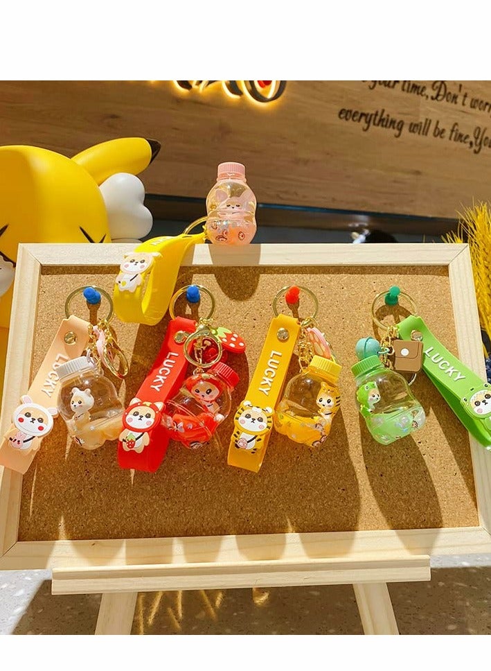 Excefore Keychain Gift Kawaii Backpack Charms Cartoon Shiba Inu Liquid Floating Boy Girl Bag Keychains Women Car Key Ring, Green - Image 5