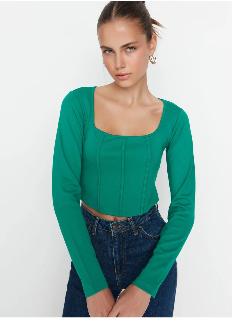 trendyol Square Neck Knitted Crop Top
