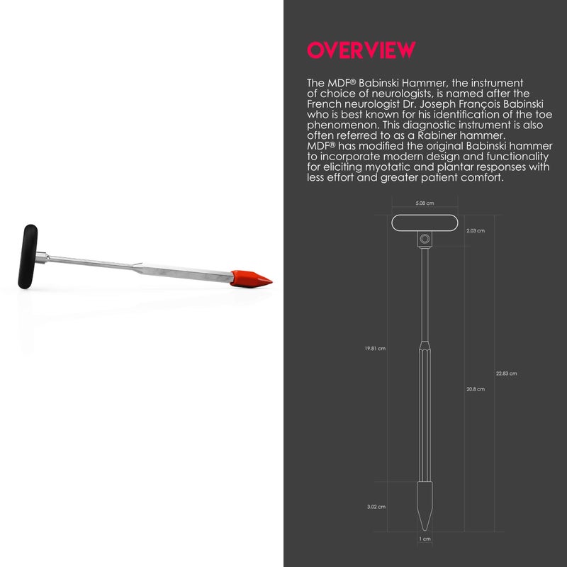 MDF Instruments مطرقة بابينسكي العصبية من MDF مع طرف مدبب للاستجابات السطحية - قطع مجانية مدى الحياة وضمان مدى الحياة - أسود (MDF535-11) - Image 5