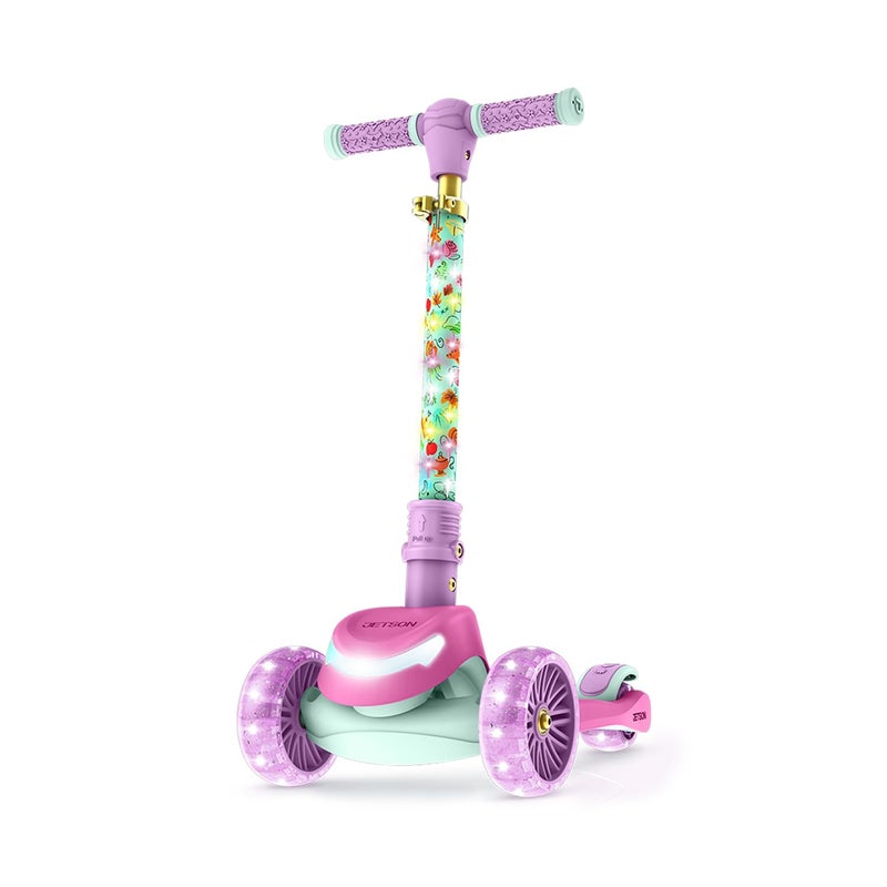 Jetson Disney Princess 3-Wheel Kick Kids Scooter, LED Lights on Stem & Light-Up Wheels, Lightweight Frame, Height-Adjustable Handlebar, Lean-to-Steer System, Easy-Fold Mechanism, Ages 3+, JPRNS2-3KIK - Image 1