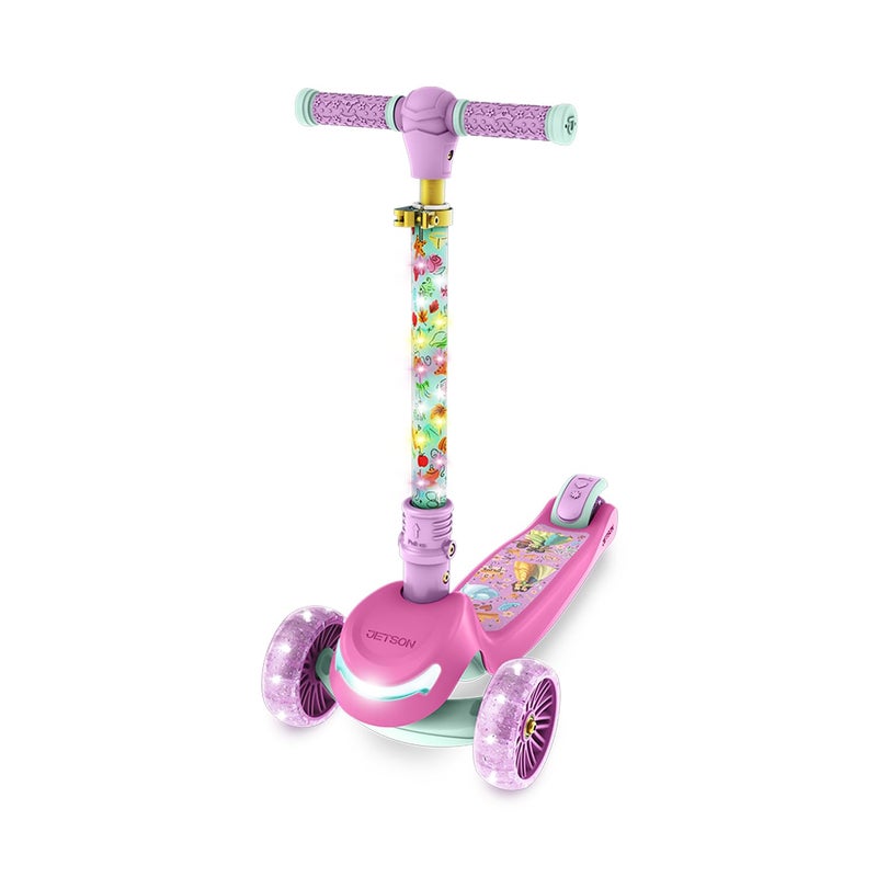 Jetson Disney Princess 3-Wheel Kick Kids Scooter, LED Lights on Stem & Light-Up Wheels, Lightweight Frame, Height-Adjustable Handlebar, Lean-to-Steer System, Easy-Fold Mechanism, Ages 3+, JPRNS2-3KIK - Image 3
