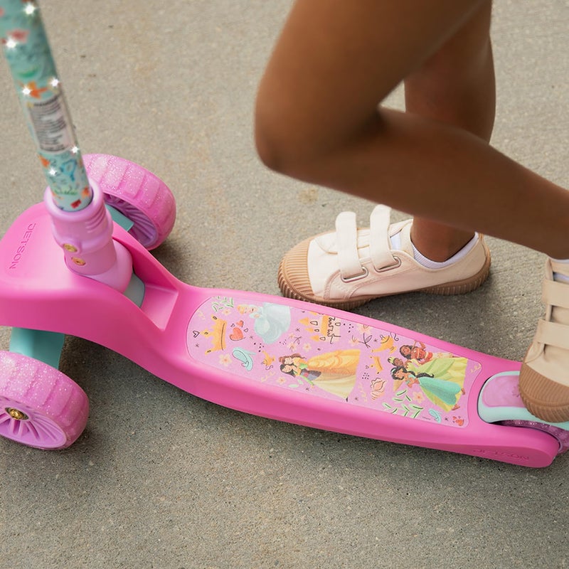 Jetson Disney Princess 3-Wheel Kick Kids Scooter, LED Lights on Stem & Light-Up Wheels, Lightweight Frame, Height-Adjustable Handlebar, Lean-to-Steer System, Easy-Fold Mechanism, Ages 3+, JPRNS2-3KIK - Image 5