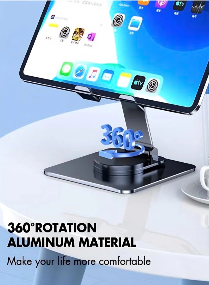 Aluminum Rotating Tablet Stand for iPad, Hollow Design for Heat Dissipation, 360-Degree Rotating Base, Foldable and Adjustable Stand, Ideal for Drawing, Compatible with iPad Pro/Air/Mini and More  - Image 2