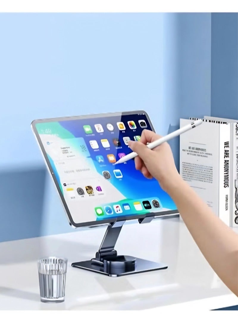 Aluminum Rotating Tablet Stand for iPad, Hollow Design for Heat Dissipation, 360-Degree Rotating Base, Foldable and Adjustable Stand, Ideal for Drawing, Compatible with iPad Pro/Air/Mini and More  - Image 3