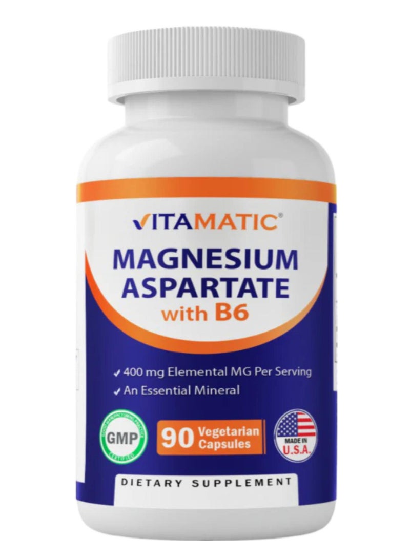 Vitamatic Magnesium Aspartate with B6 90 Vegetarian Capsules