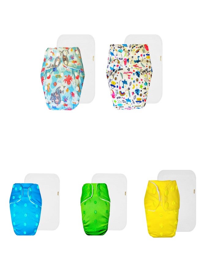 Dumbledo Premium Cloth Diaper with Cotton Insert (Pack of 5) | Soft & Gentle | Reusable & Washable | Easy to Clean | All-Day Wear | 3 Months - 3 Years | Unisex Baby - Image 1