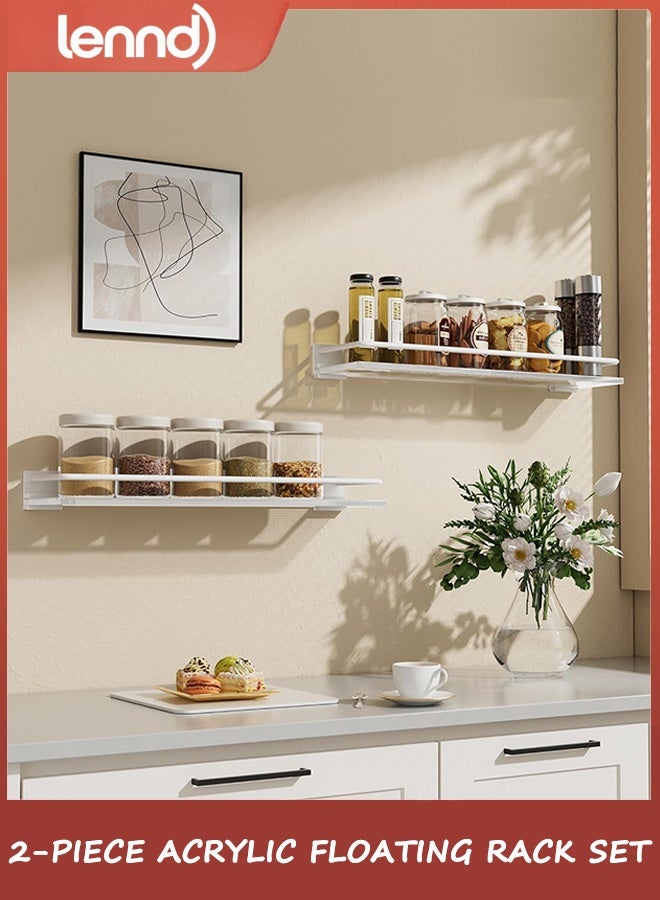 LENND Acrylic Bathroom Floating Shelves - Set of 2, Wall Mounted Shelves for Suitable for Lavatory, Kitchen, Laundry Room, Farmhouse, for Item Storage/Room Decoration - Image 5
