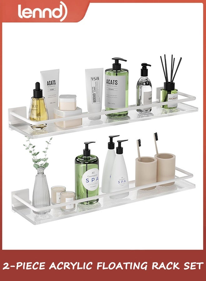 LENND Acrylic Bathroom Floating Shelves - Set of 2, Wall Mounted Shelves for Suitable for Lavatory, Kitchen, Laundry Room, Farmhouse, for Item Storage/Room Decoration - Image 1