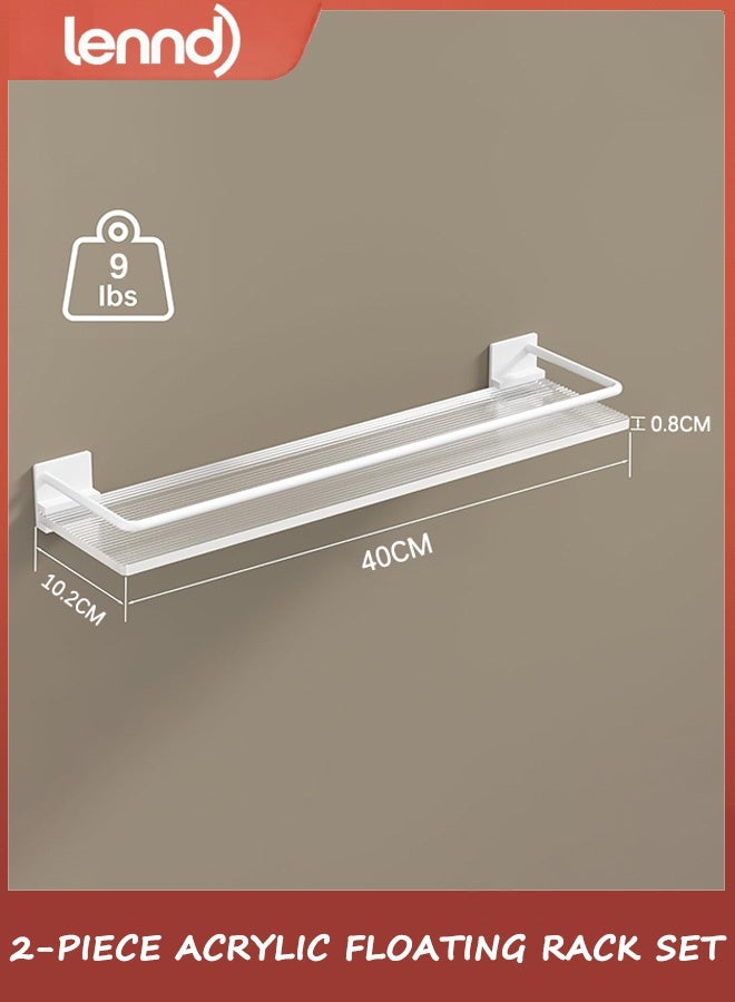 LENND Acrylic Bathroom Floating Shelves - Set of 2, Wall Mounted Shelves for Suitable for Lavatory, Kitchen, Laundry Room, Farmhouse, for Item Storage/Room Decoration - Image 3