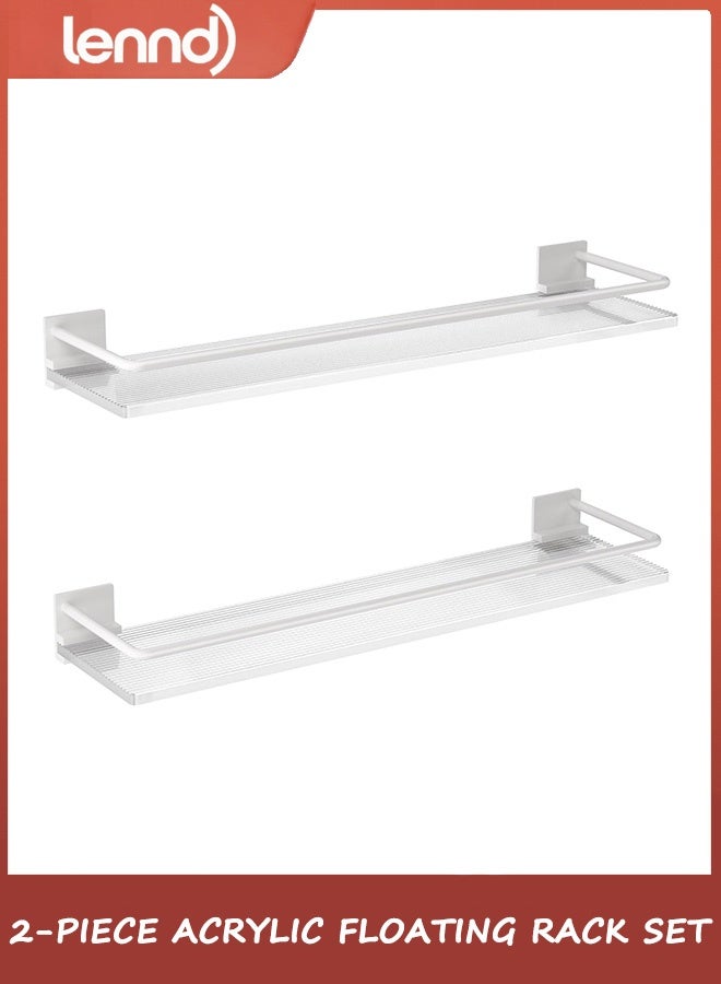 LENND Acrylic Bathroom Floating Shelves - Set of 2, Wall Mounted Shelves for Suitable for Lavatory, Kitchen, Laundry Room, Farmhouse, for Item Storage/Room Decoration - Image 4